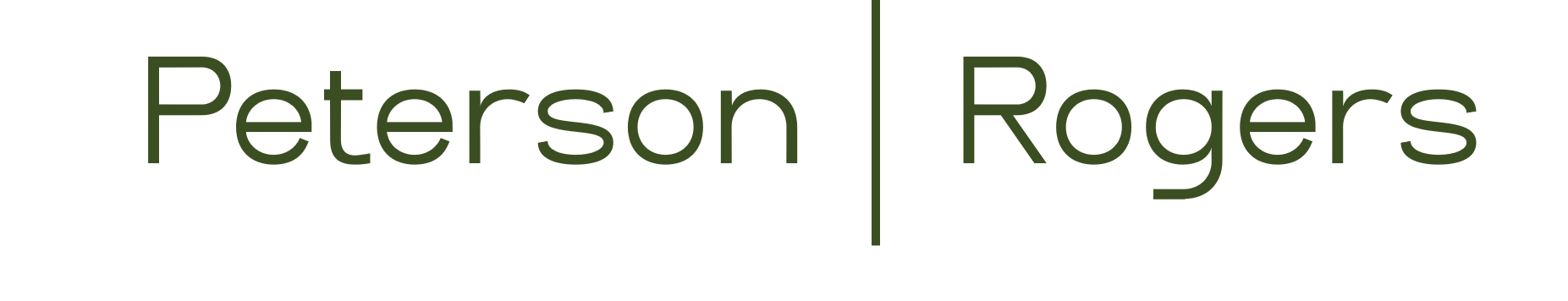 Peterson | Rogers logo with a vertical separator between names.